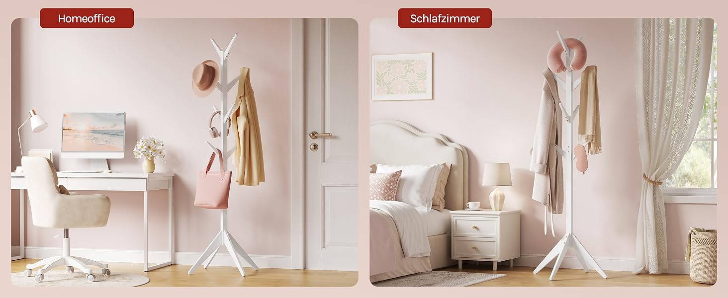 Вільхува Kleiderständer - дерев'яний вішак для одягу з 8 гачками, 180 см (білий)