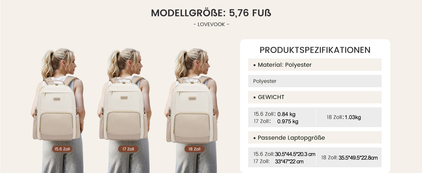 LOVEVOOK Рюкзак для жінок, 15.6