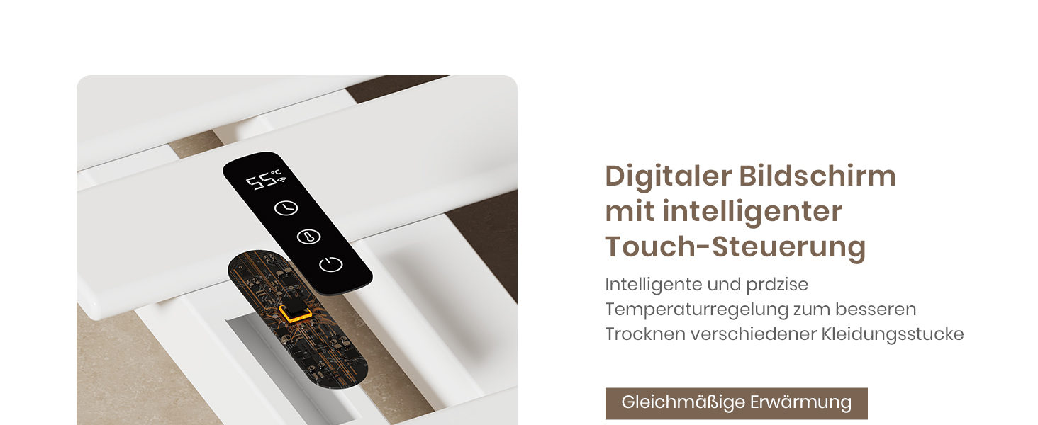 Електричний рушникосушар EMKE з Wi-Fi, 1000x500 мм, 320W, чорний (правий)