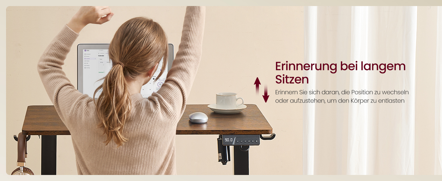 Регульований стіл VASAGLE для комп'ютера, стоячий стіл з пам'яттю висоти (4 положення), 80x50 см, вінтажний коричневий LSD310KD03