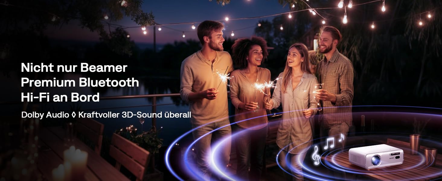 Aurzen Eazze D1 Smart Beamer: 4K проєктор для дому з Wi-Fi, Bluetooth, Netflix, Dolby Audio, автофокусом та корекцією трапеції. Підтримує Full HD 1080P. Білий (GTV)