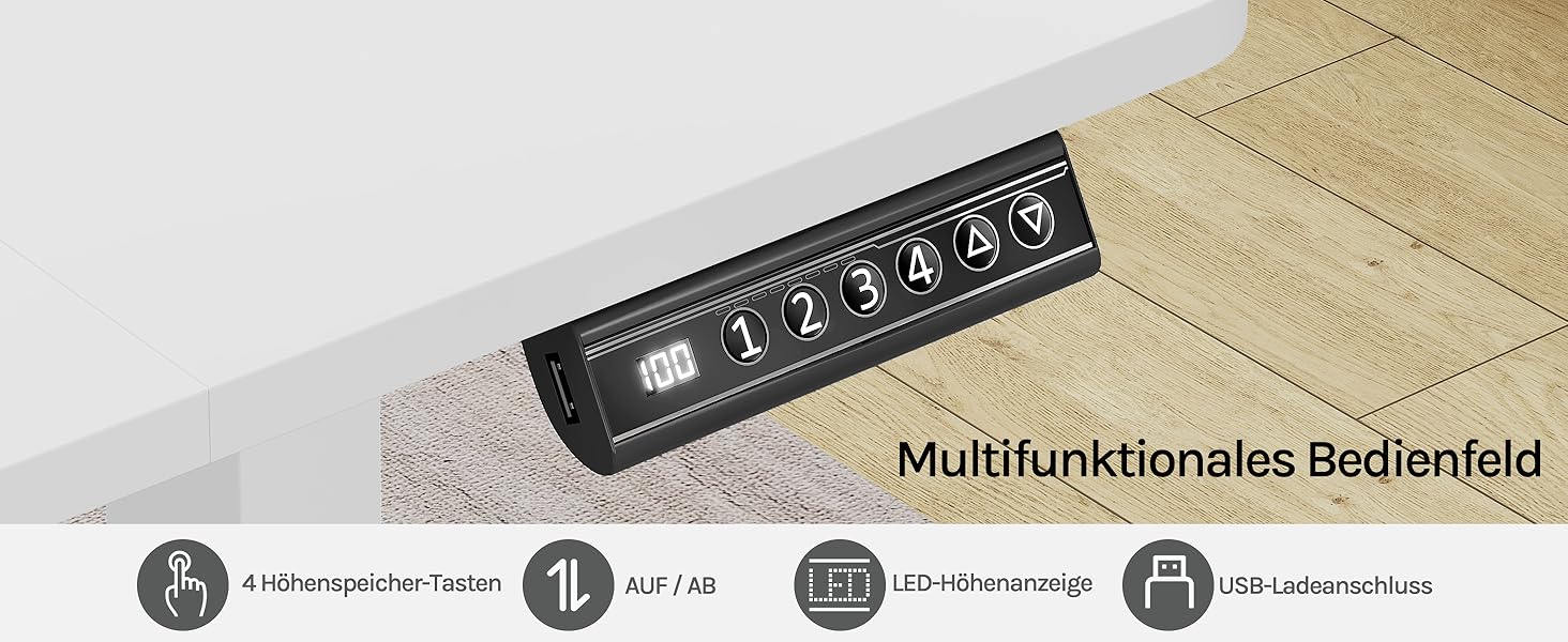 Електричний регульований стіл WOLTU - комп'ютерний стіл з USB-портом та функцією пам'яті, 160x75 см, білий + білий