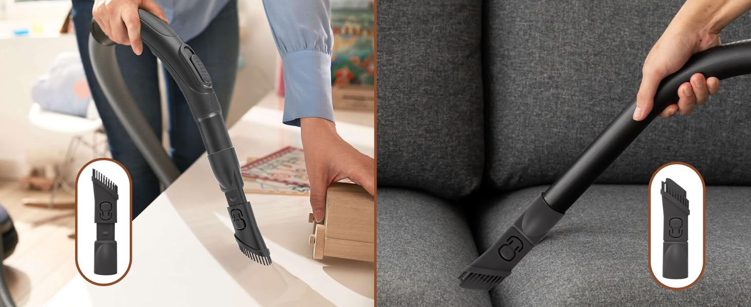 Пылесос Akitas C11 900W с мешком – сетевой шнур 7 м, радиус действия 10 м, тихая работа 70 дБ, с дополнительной насадкой для пола, регулируемая мощность всасывания, большой объем, для твердых полов и ковров