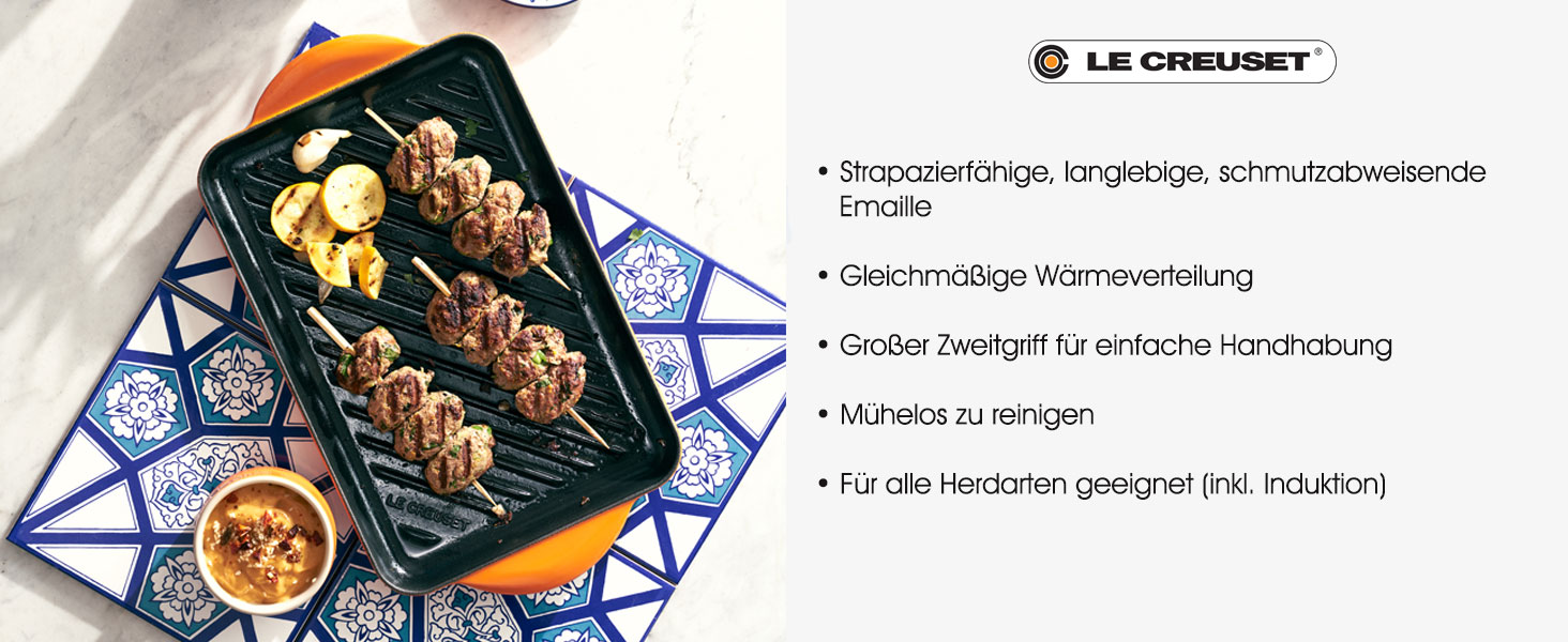 Гриль-сковорода Le Creuset прямокутна чавунова, 33 см, Nectar