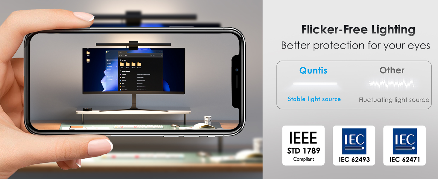 Quntis Лампа для монітора з підсвічуванням 42,5 см, RGB, з пультом дистанційного керування, регулювання яскравості та колірної температури, для офісу та дому