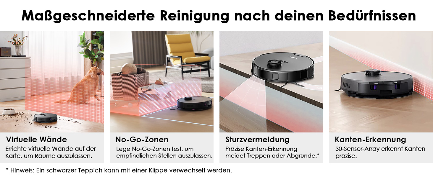 Робот-пилосос EUREKA E10s 2.Gen з вологою ганчіркою + станція самоочищення (4000Pa, LiDAR, автопідйом мопа, розпізнавання килима, керування через додаток/голос), чорний