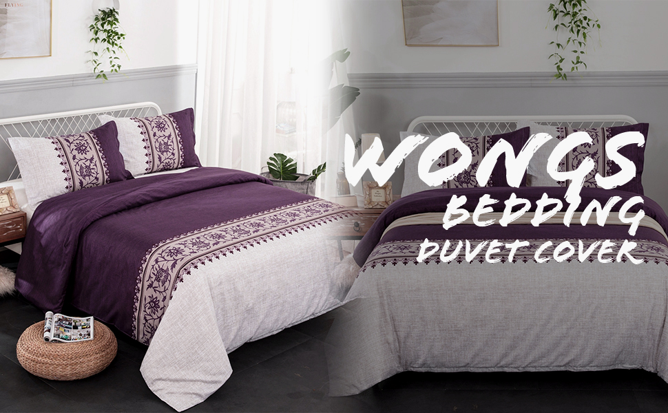 Комплект постільної білизни WONGS BEDDING 135x200 см, 2 шт. и, мікрофібра, фіолетова, на блискавці