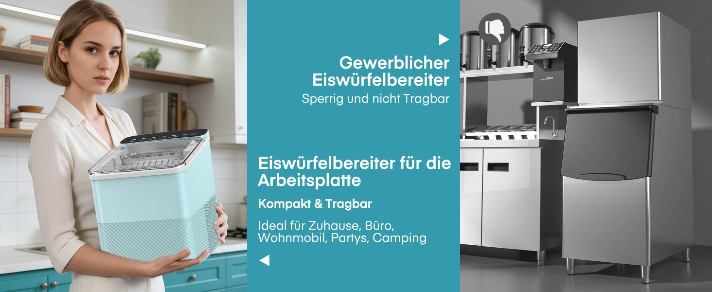 Машина для льоду Fohere портативна, самоочищення, 14 кг/24 год, зелена - для дому, бару, офісу, кемпінгу