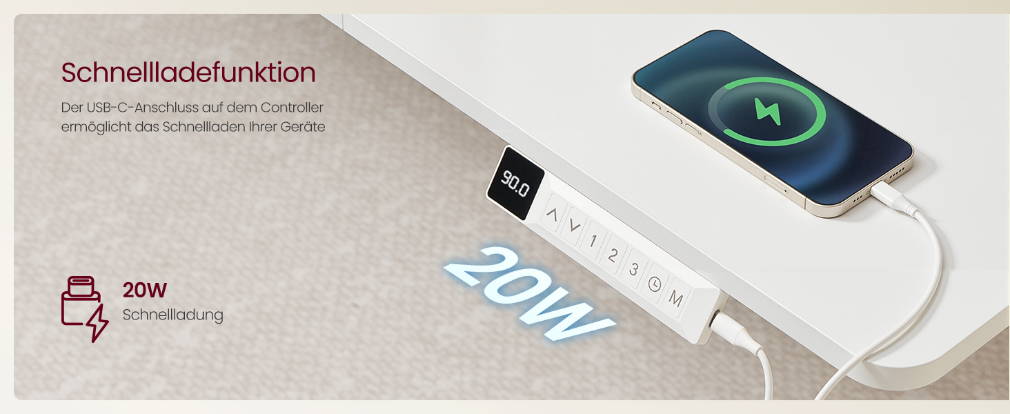 Стол для роботи VASAGLE з регулюванням висоти 160x80 см, USB-C, підставка для розеток, стоячий стіл, нагадування про перерви, 3 пам'яті, для офісу, матовий білий