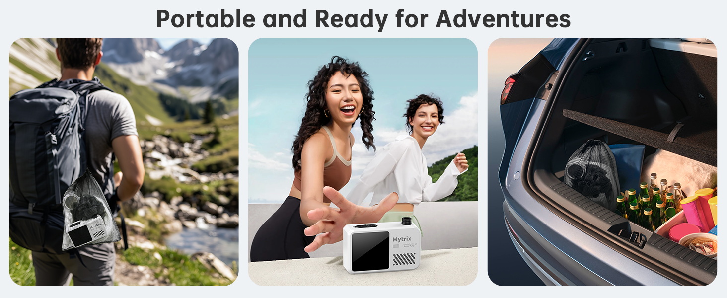 Митрікс Портативна душова система для кемпінгу: 10л/хв, акумулятор 7800mAh, 4 режими, IPX8, для подорожей та автомиття