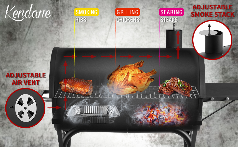 Гриль вугільний на коліщатках з термометром | Гриль для барбекю, вугільний гриль для дачі | BBQ15