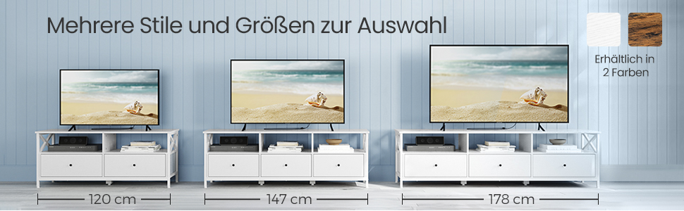 Тумба під телевізор VASAGLE, 120 см, з 2 шухлядами та 2 відкритими полицями, для телевізорів до 55 дюймів, сталевий каркас, вінтажний колір, LTV300B01