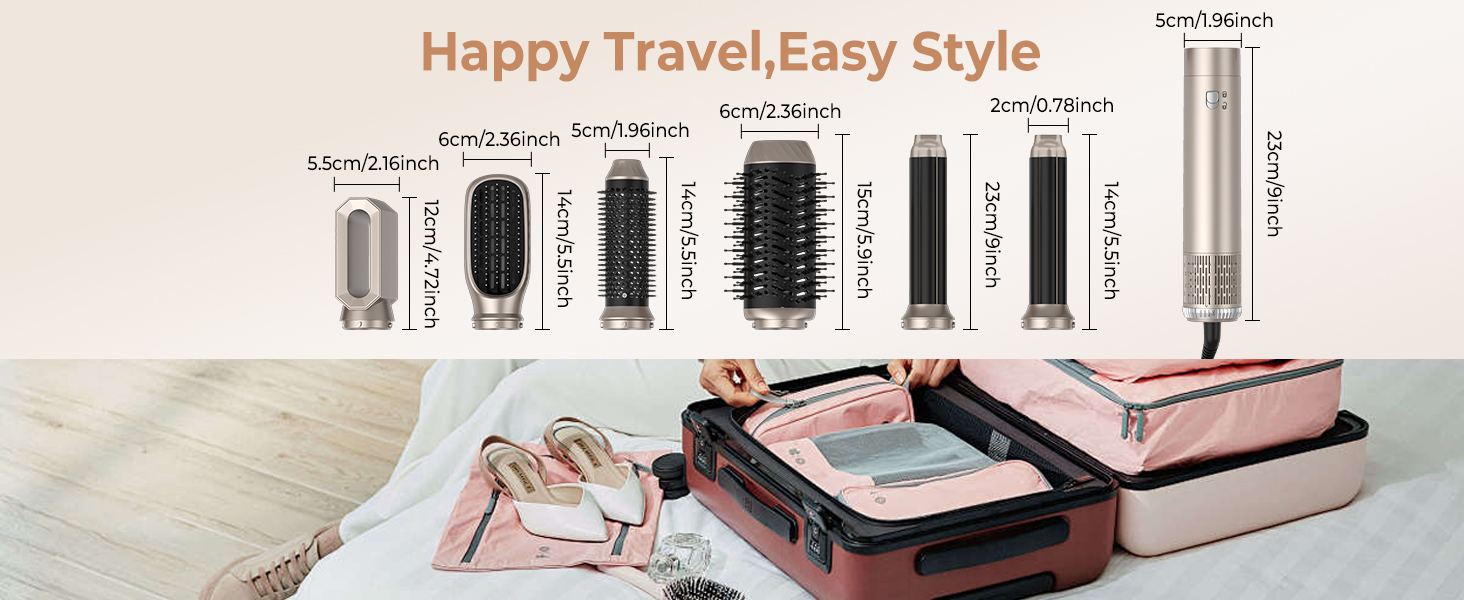 Фен Airstyler 6в1, Набір для завивки OKWRAP Multi Styler 30 мм, щітка для теплого повітря 1000 Вт Gold