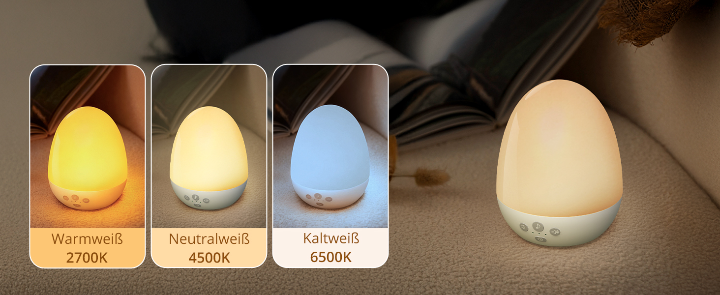 Нічник дитячий JolyWell з генератором білого шуму, RGB підсвічування, 3 режими температури, димер, 18 звуків, таймер, USB-C зарядка