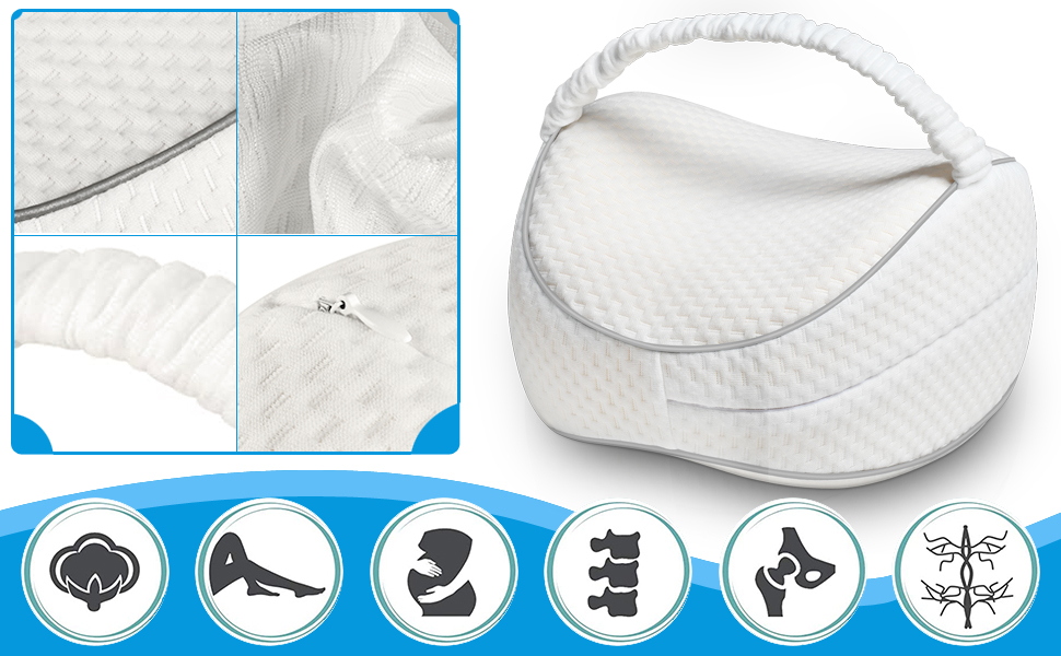 Ергономічна подушка між ніг для сну на боці CREATESTAR з ефектом пам'яті (Memory Foam) зі знімним чохлом