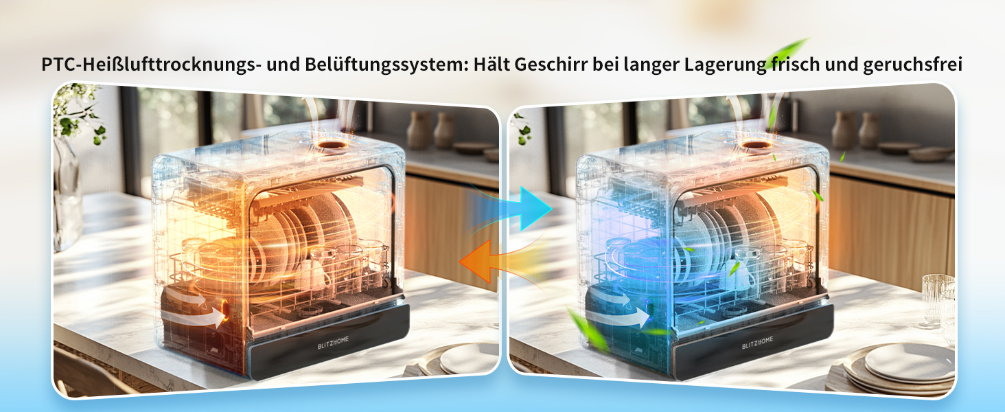 BLITZHOME Міні посудомийна машина: портативна, 9 програм, 5.2L, з керуванням через додаток