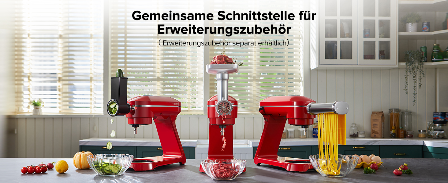 Кухонна машина Chefree M500 Profi: планетарний міксер 7л, 1800W, LED-дисплей, 10 швидкостей, 3 насадки (міксер, віночок, гак)