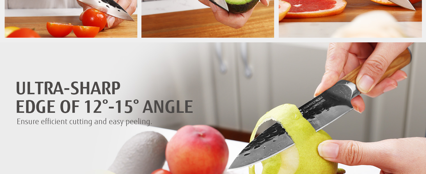 Ніж кухарський Damast 33 см Hecef, професійний ніж шеф-кухаря, японський ніж з 67 шарів дамаської сталі, гострий ніж для м'яса з ручкою з оливкового дерева