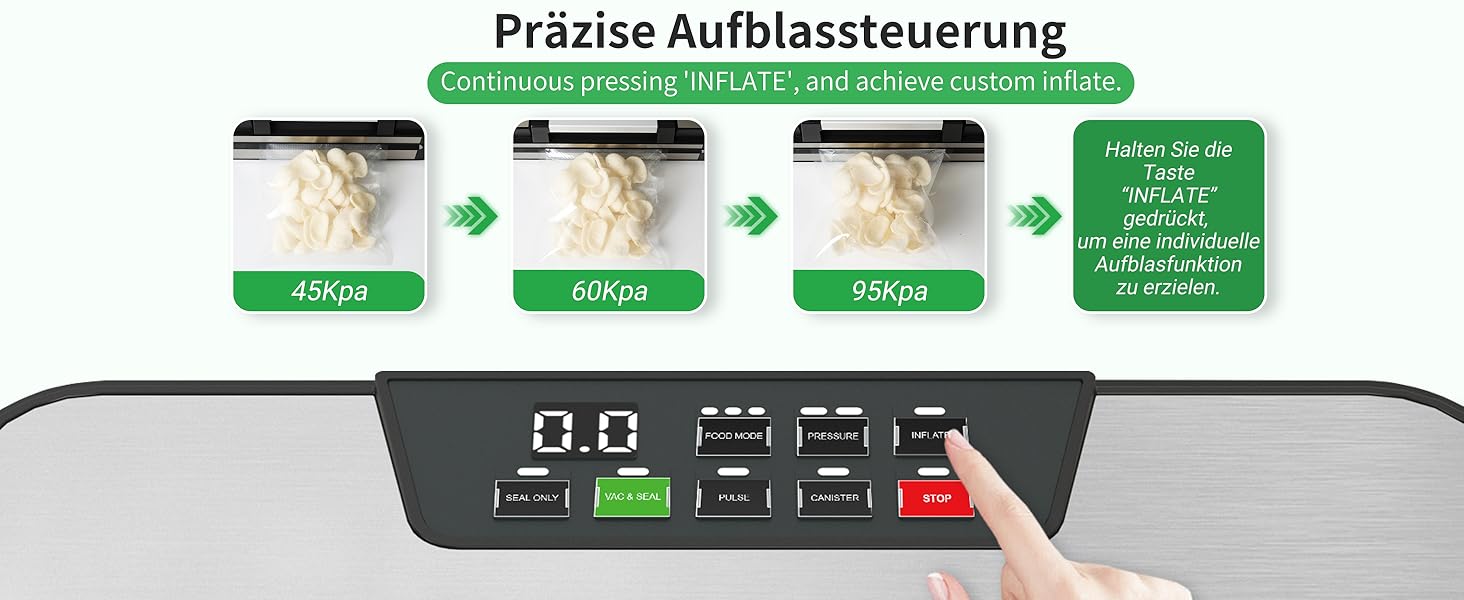 Вакууматор 10-в-1 для продуктів 95 кПа, вакуумний пакувальник з подвійною термозаваркою, вбудованим ножем та відсіком для пакетів, сталевий корпус, комплект з 2 рулонами