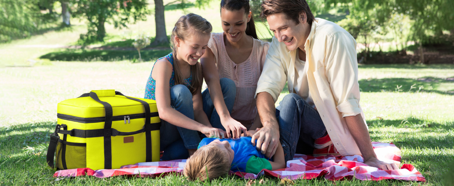 Термосумка-холодильник Lifewit 30л для пікніка та їжі, зелений (50 банок, складана, ізольована)