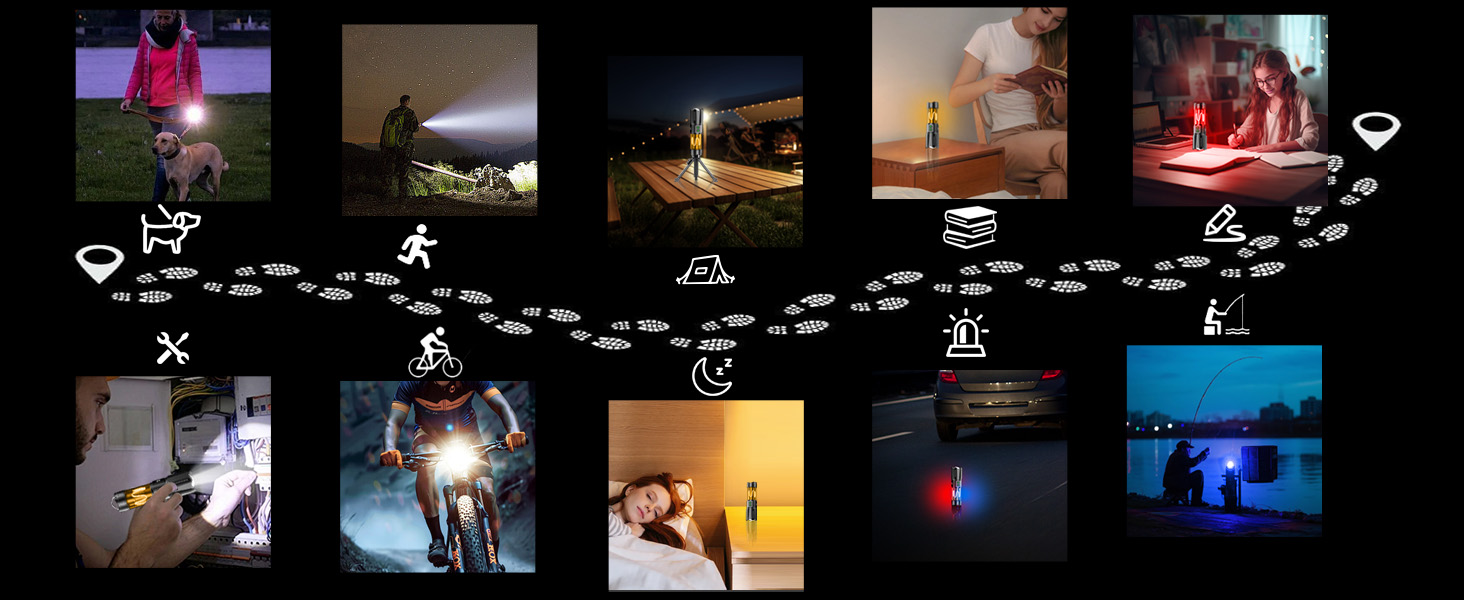 Потужний тактичний ліхтар Relybo LED, 1 000 000 Люмен, акумуляторний, з USB-зарядкою та плавним регулюванням яскравості, для кемпінгу та екстрених ситуацій (Чорний глянець)