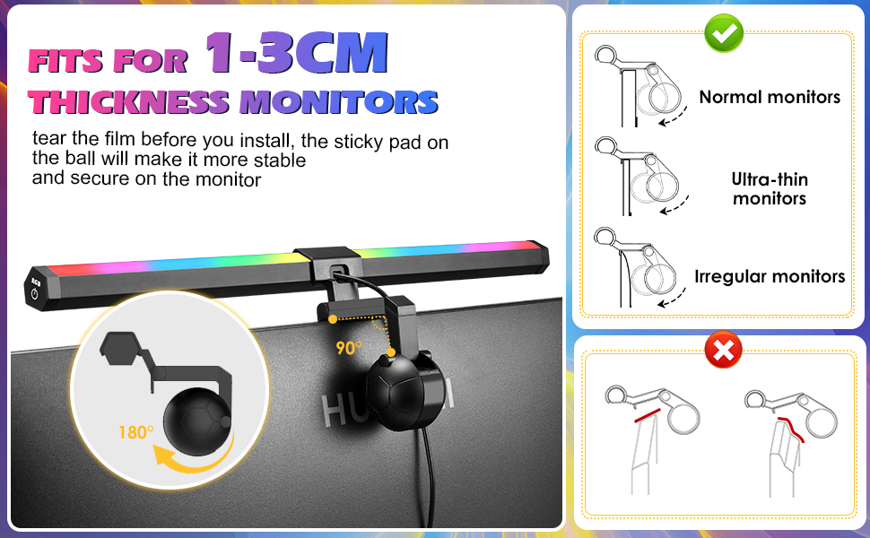 Лампа для монітора Anpro - світлодіодна стрічка з сенсорним керуванням, 3 колірні температури, регулювання яскравості, захист очей, сіра (7 кольорів)