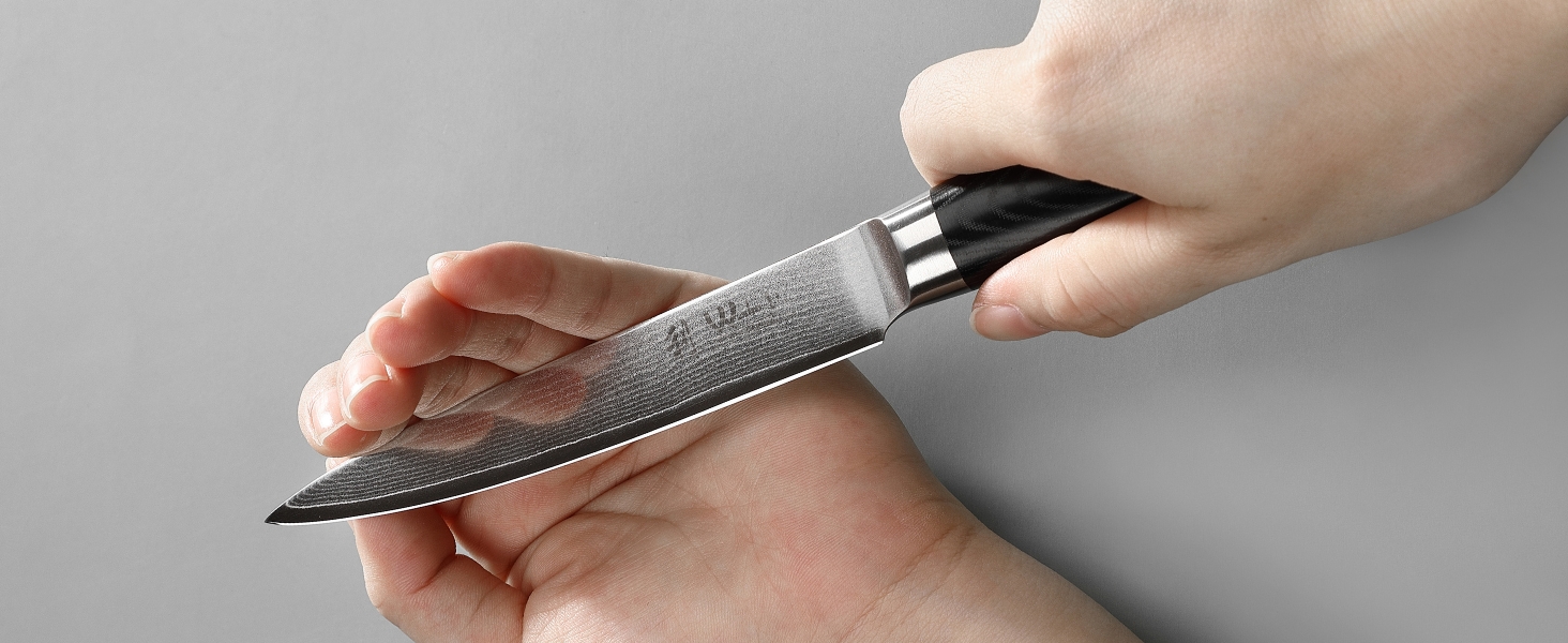 Ніж кухонний Wakoli Mikata Damast 17 см з лезом з дамаської сталі з ручкою Micarta (універсальний)