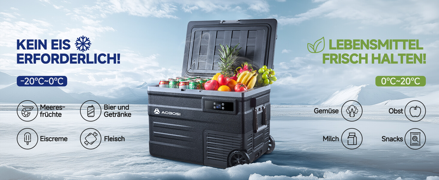 Холодильник автомобільний компресорний AAOBOSI з Wi-Fi керуванням, 45L, -20°C, чорний