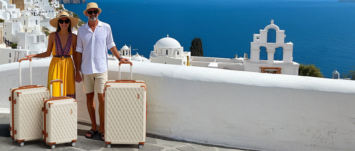 Набір валіз Melalenia 3 в 1: жорсткий корпус, легкі, з TSA замком та 4 колесами. Ідеальний для подорожей, включає рюкзак. Білий.