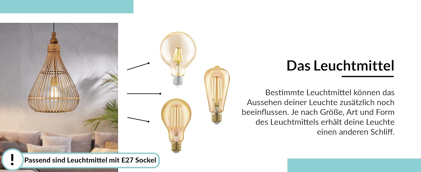 Торшер EGLO Amsfield 1: Стильна металева лампа з бамбуком для вітальні та спальні, E27