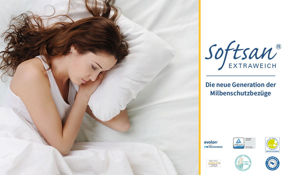 Чохол для подушки Softsan Extra Soft Allergy, оболонка проти кліщів для подушок, для захисту від кліщів для алергіків домашнього пилу (50 x 50 см)