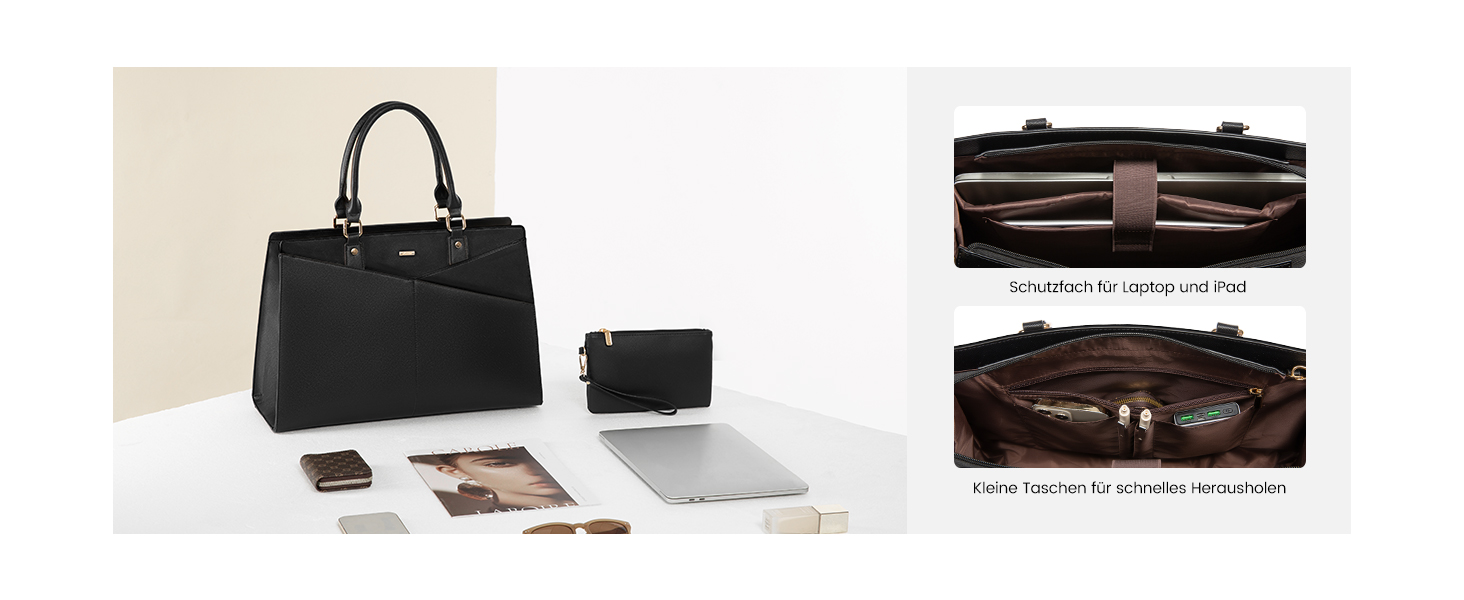 Сумка для ноутбука 17 дюймів LOVEVOOK: жіноча сумка-шоппер, робоча/шкільна сумка, велика сумочка на плече, чорна