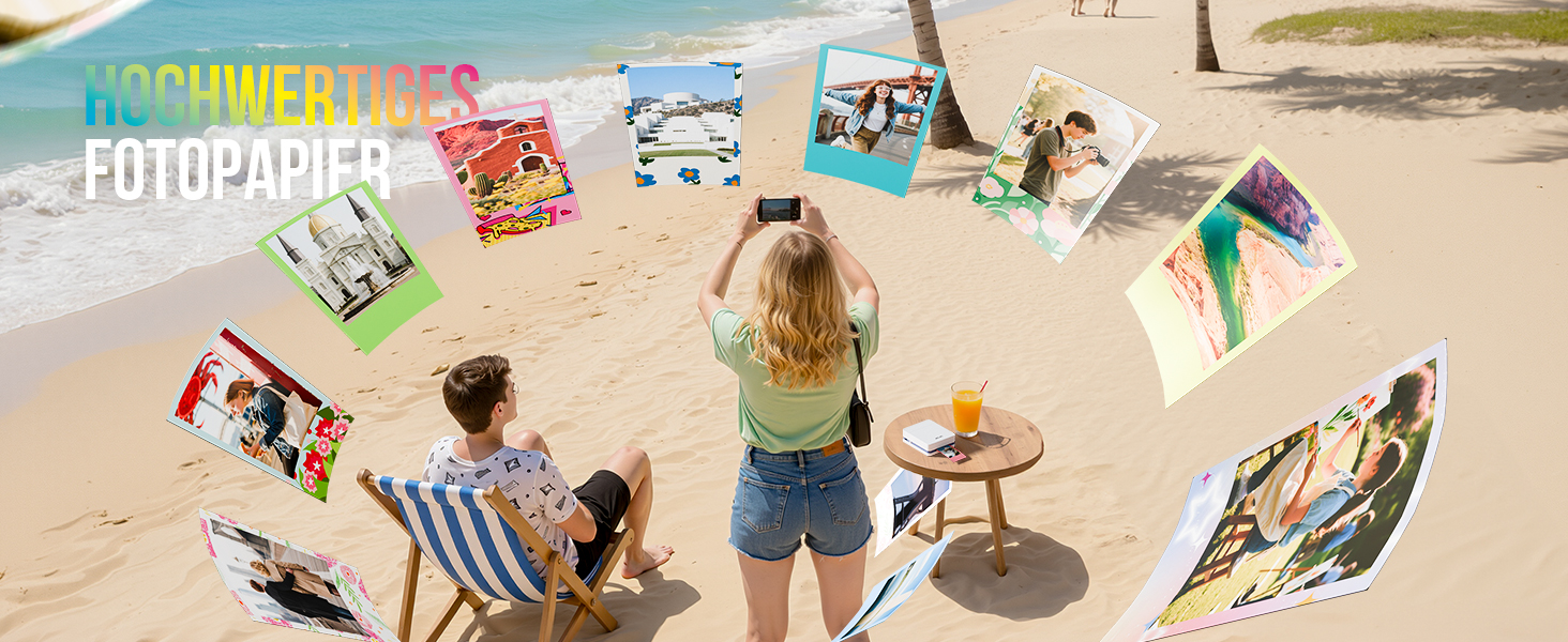 Портативний міні-принтер Nelko PP01 для фотографій з телефону. 20 листів паперу, принтер-наклейка, для iOS & Android, білий