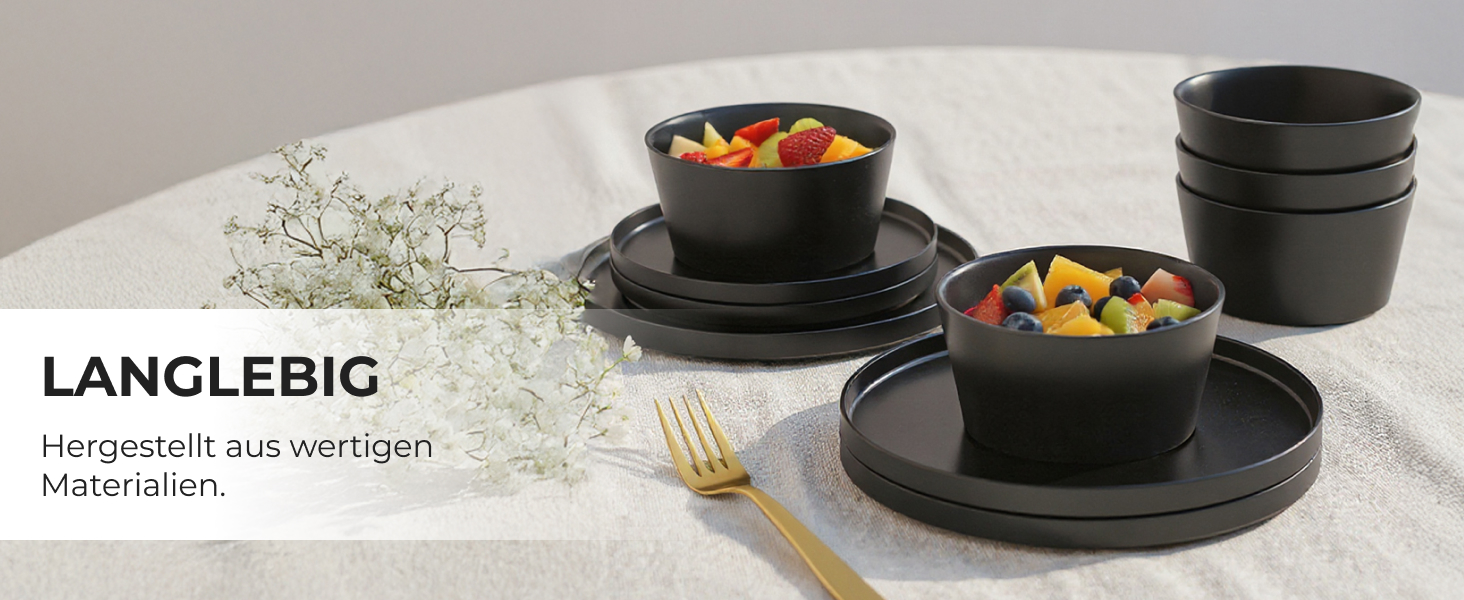 Набір посуду Miamio для 8 осіб (24 елементи) з каменю, сучасний сервіз, підходить для миття в посудомийній машині та використання в мікрохвильовій печі, білий колір