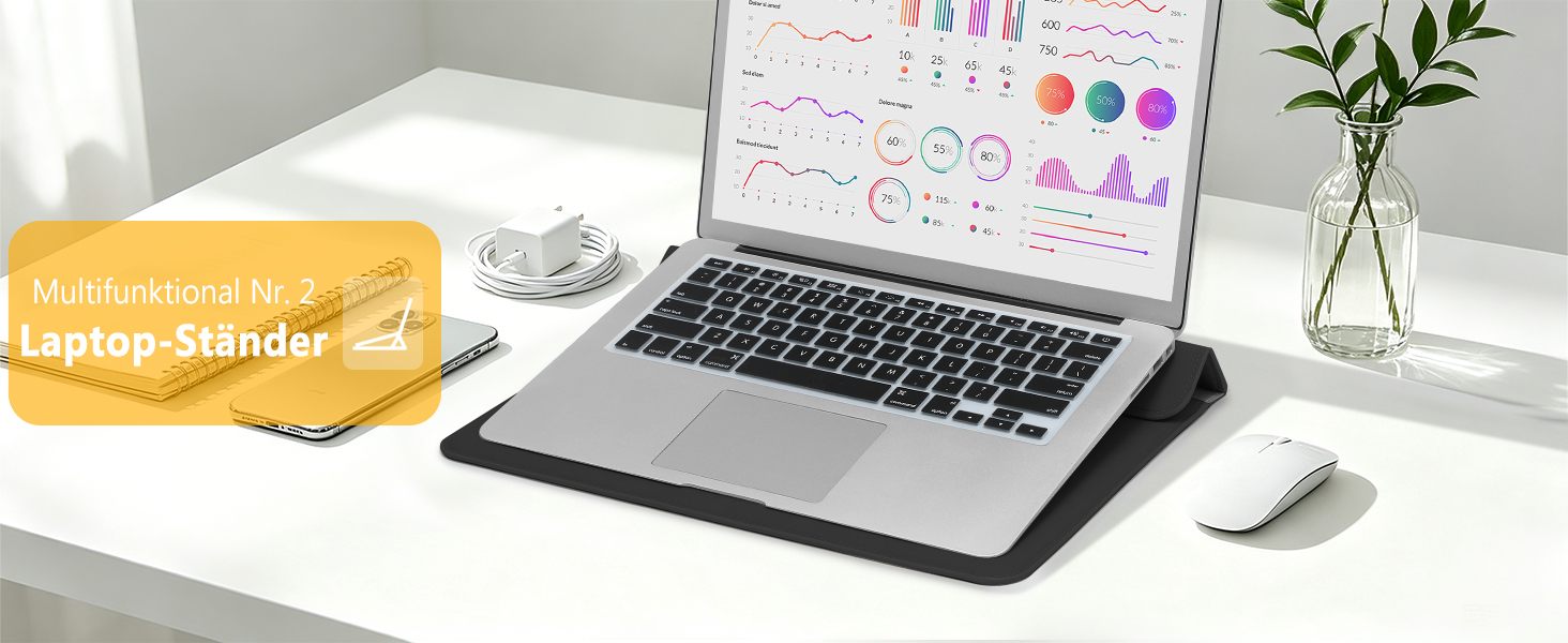 Чохол-сумка для MacBook 15 дюймів з підставкою, захисний кейс HYZUO, чорний
