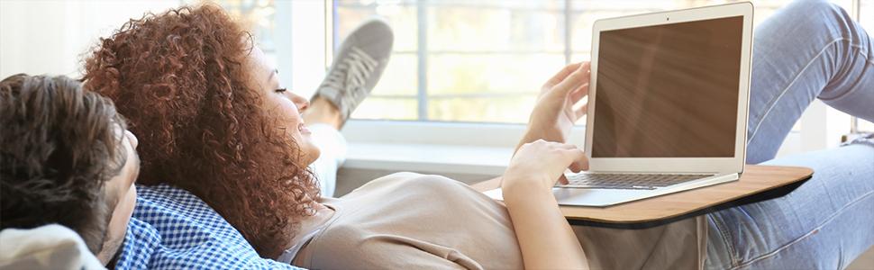 Столик для ноутбука Relaxdays на ліжко/диван, рожевий, 26 x 63 x 40 см, з регульованою висотою