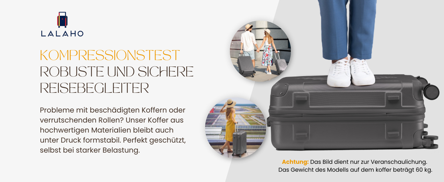 Набір валіз LALAHO 2 шт: велика та невелика, з косметичкою, з ABS пластику, телескопічний ручка, захист кутів, сірий