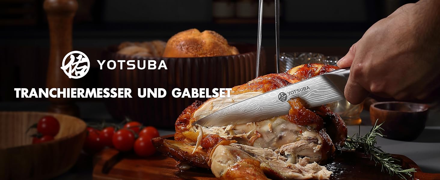 Набір кухонних ножів YOTSUBA Profi з дерев'яним блоком та точилкою, ножиці, набір кухонних ножів з нержавіючої сталі, 33 см