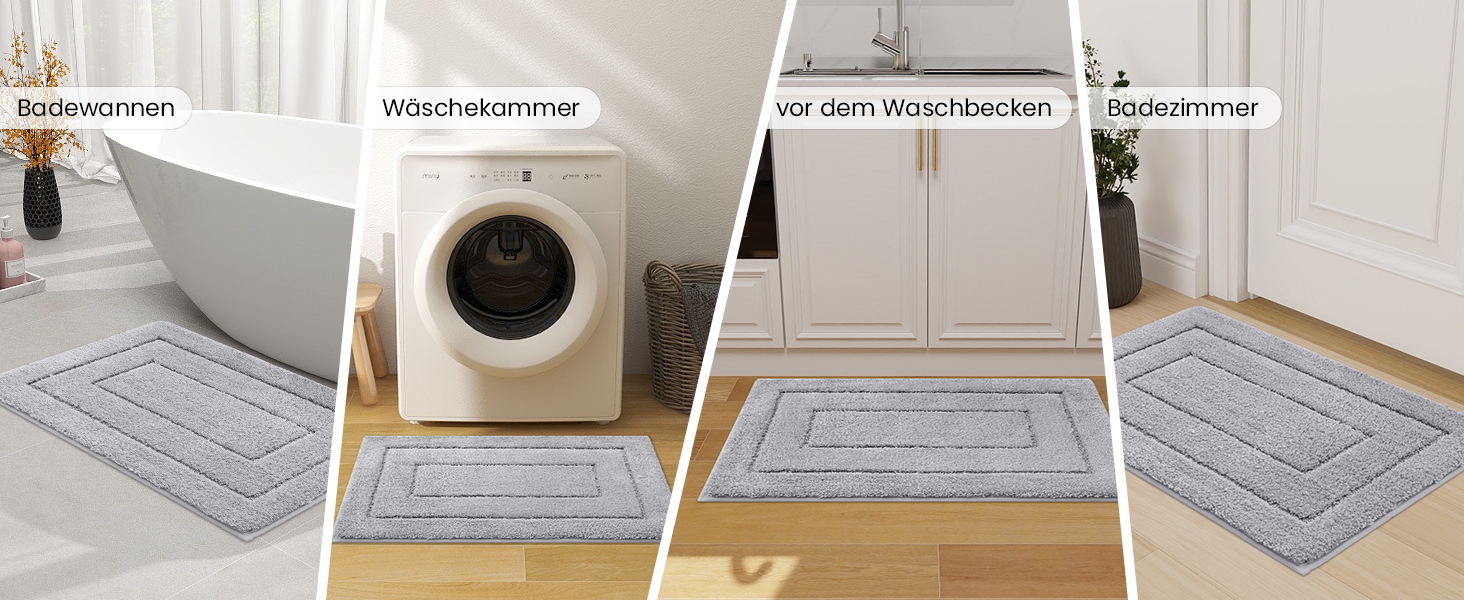 Килимок для ванної кімнати Homaxy з мікрофібри, неслизький, 60x90 см, сірий