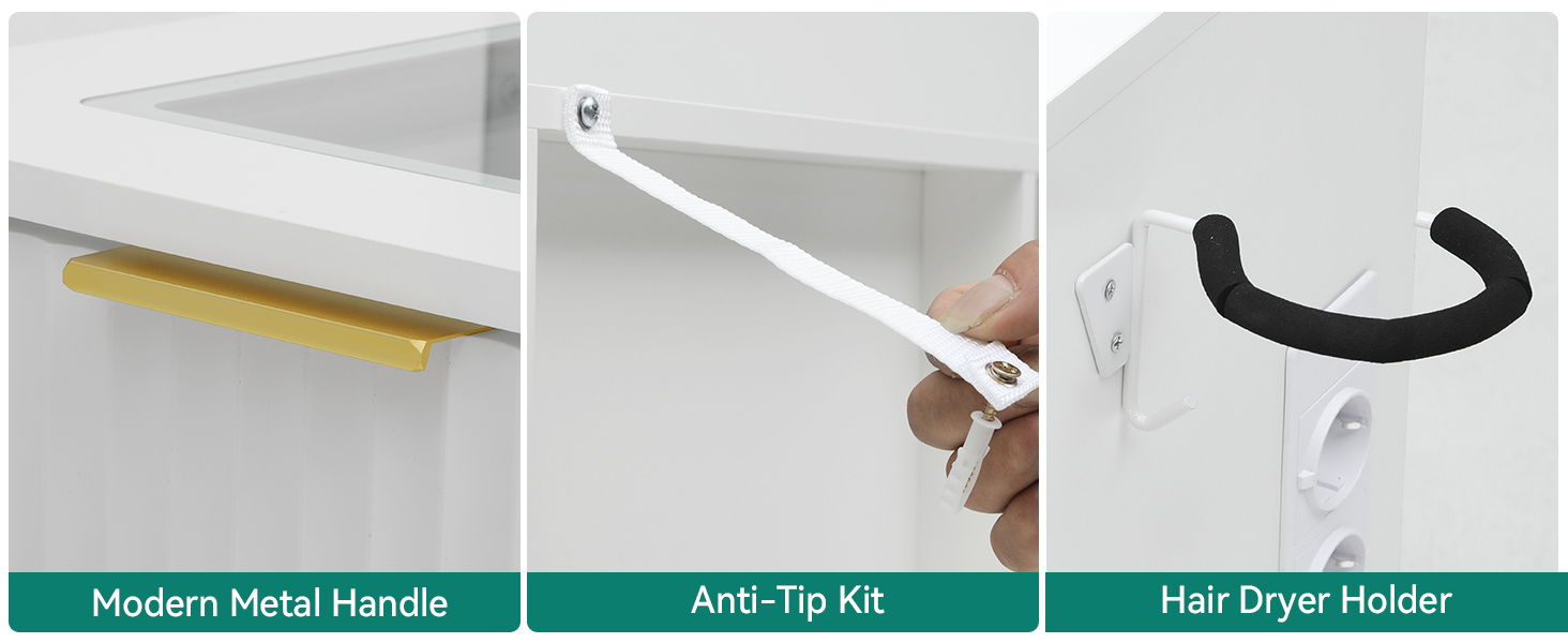 Дзеркальний туалетний столик YITAHOME з LED-підсвічуванням, білий, 115x40x134 см