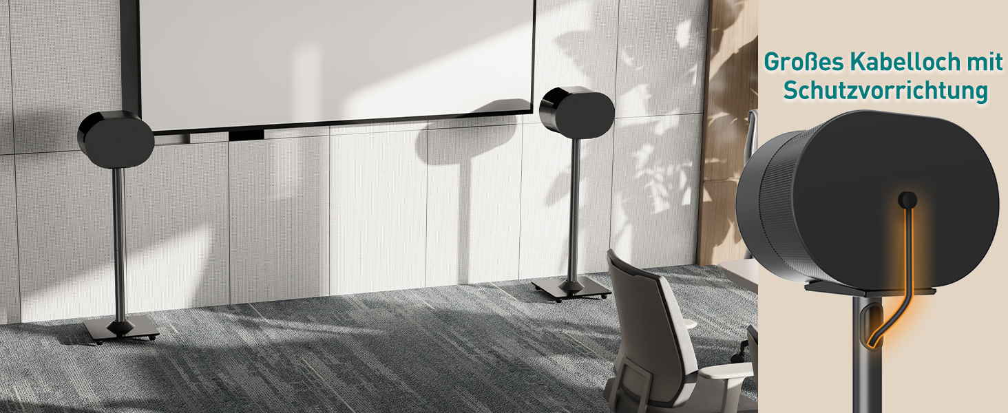 Підставка для колонки Sonos Era 300 ELIVED, підлоговий стійка зі скляною основою, висота 80.7 см, чорна, 1 пара (EV5026)