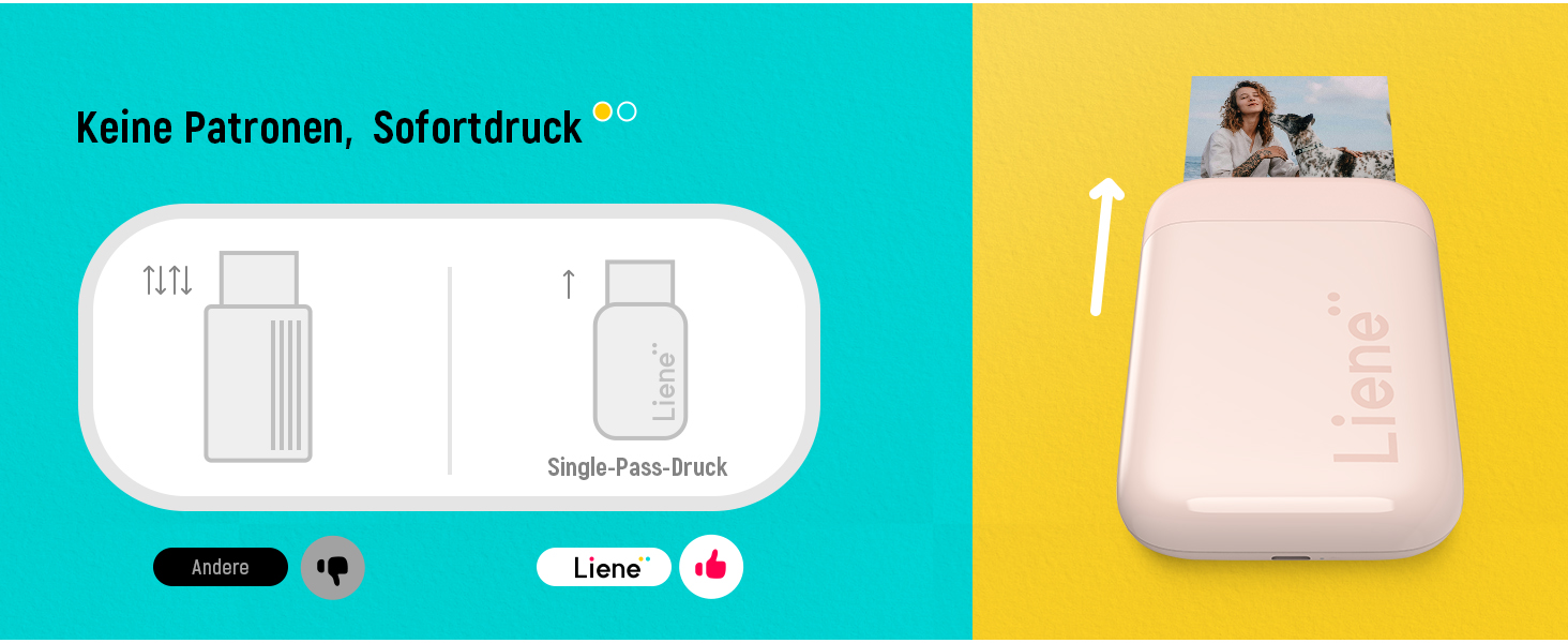 Портативний фотодрук Liene Pearl K100 з друком на Zink папері, Bluetooth 5.0, для iOS та Android, рожевий