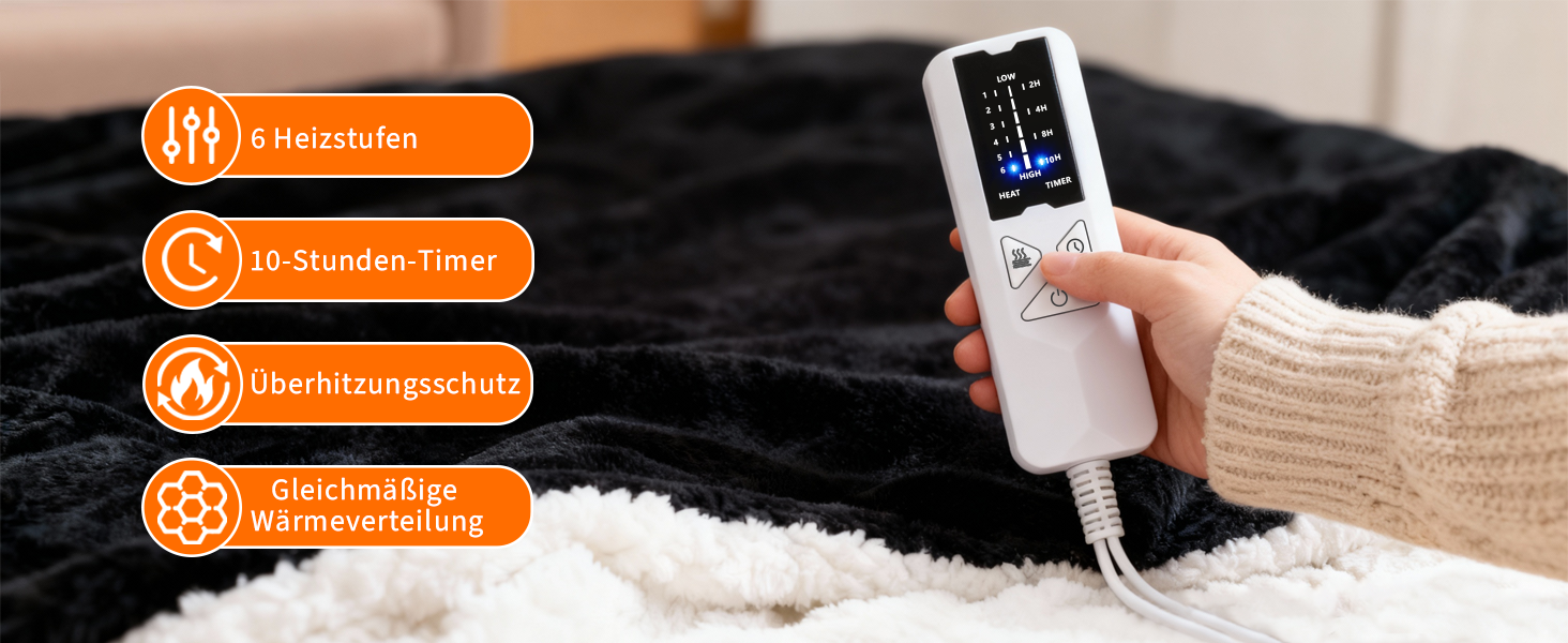 Електрична гріюча ковдра Citybee 180x130 см з таймером та захистом від перегріву