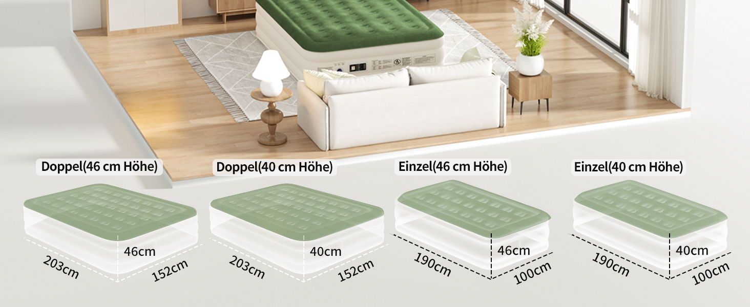 Надувний матрац для двох осіб 203x152x40 см з електричним насосом, самонадувний, для дому