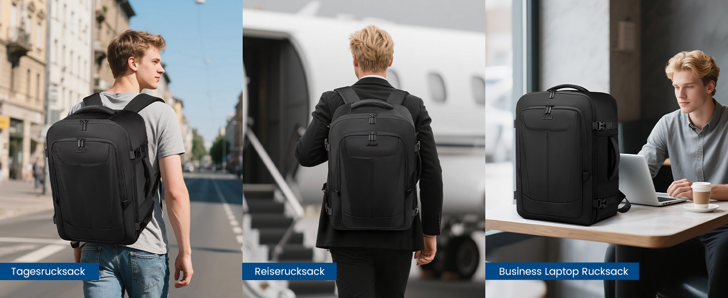 LOVEVOOK Рюкзак ручної поклажі, 18 дюймів, великий, для подорожей, авіакомпаній, чоловічий/жіночий, з відділенням для ноутбука, чорний