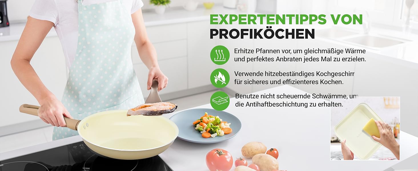 Набір посуду NutriChef 54 шт. – сковороди, каструлі, кухонні аксесуари талового кольору. З ножами, формами для випічки та аксесуарами. Підходить для індукційних, газових та електричних плит. Здорове та дієтичне приготування їжі