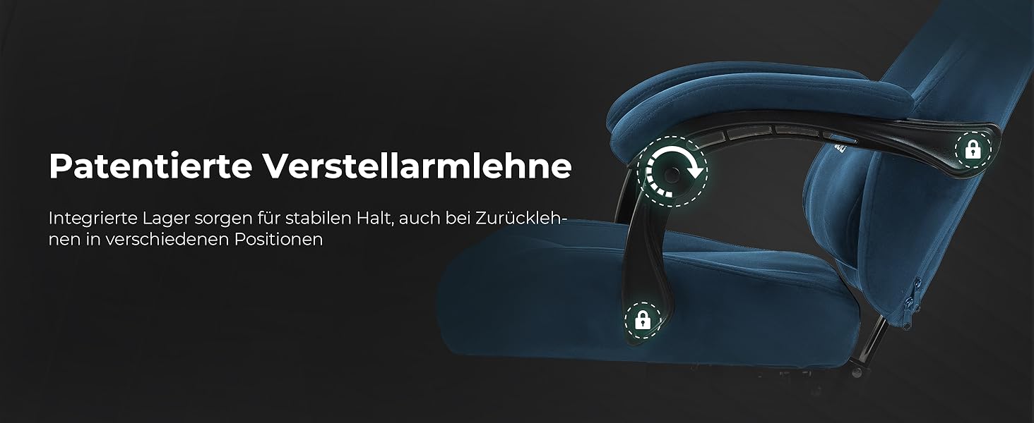 Ігровий крісло Dowinx з масажем попереку, регульованою підголівником, потовщеним сидінням, висувною підніжкою, регульованими підлокітниками, мікрофіброю велюром, нахилом 160°, блакитний колір