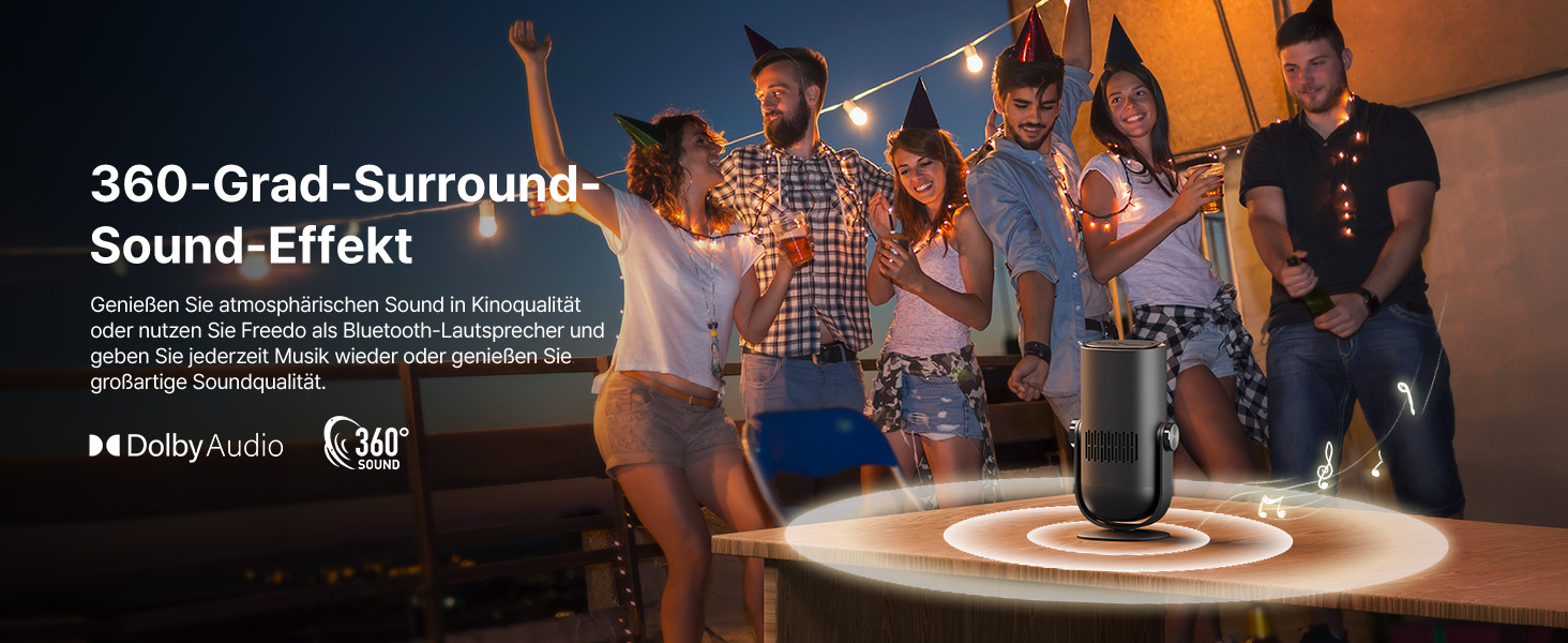 Портативний проєктор Dangbei Freedo з акумулятором, 450 ISO люмен, Google TV & Netflix, Dolby Audio, 1080P, HDR10, 165° нахил, Smart проєктор з WiFi & Bluetooth для дому та відпочинку на природі, 2,5 години роботи, з чохлом