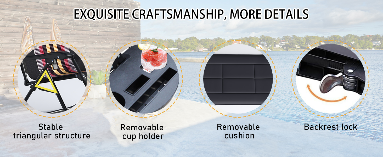 Розкішне ліжко для відпочинку в саду, широке (72 см), з підстаканником та подушкою для саду, балкону, тераси