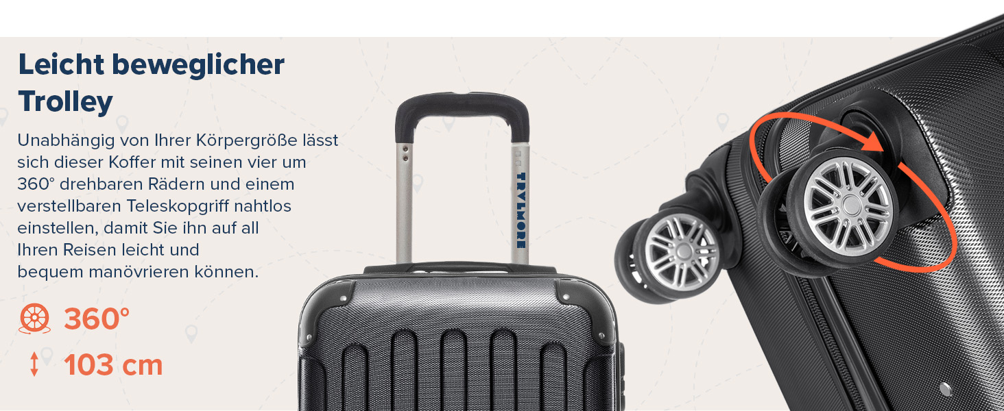 Набір валіз TRVLMORE: 2 валізи (ручна поклажа), чорний колір